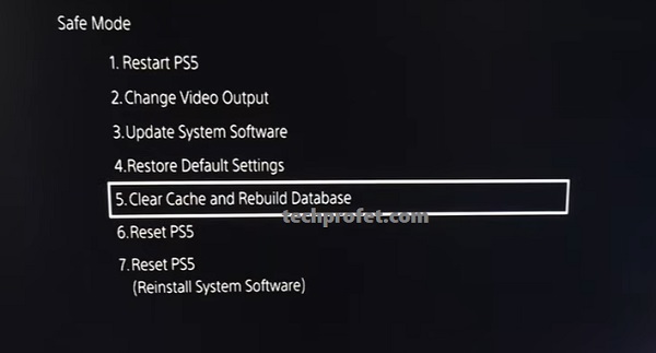 clear cache and rebuild database on PS5