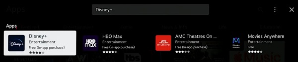 click on Disney plus app on LG content store