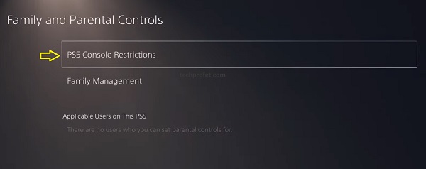 click on family console restrictions