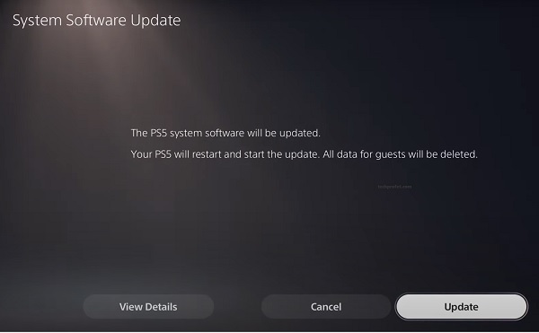 click on update for PS5 system software update