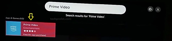 search for prime video on LG content store