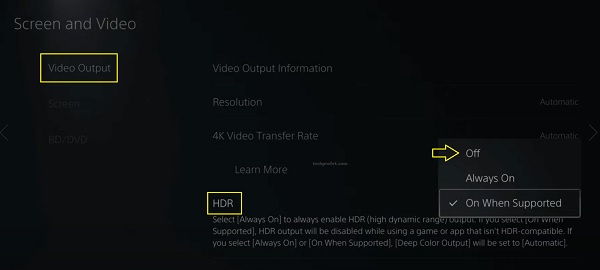 turn HDR feature off