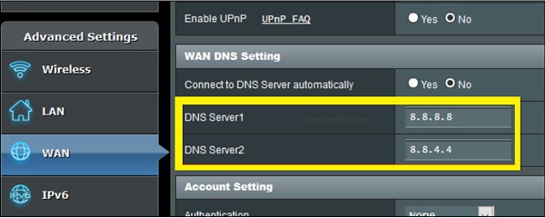 change DNS servers
