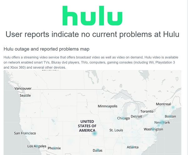 check if Hulu server is down