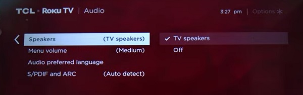 check TCL Roku TV internal speaker