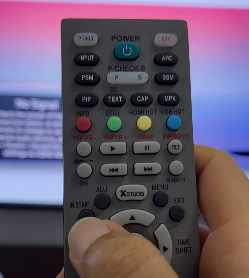 click in start button on remote