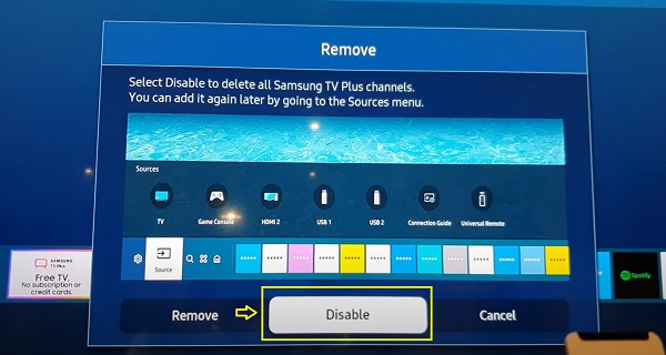 click on disable option