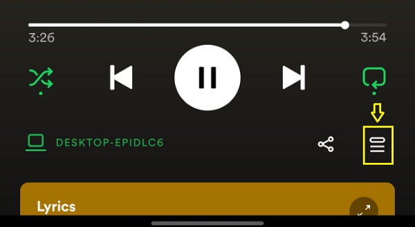 click on queue icon on Spotify mobile app