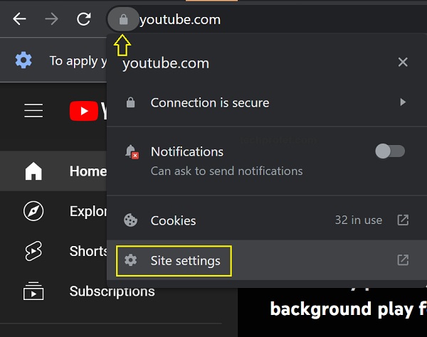 click on site settings