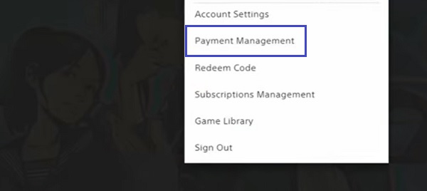 click payment management on PS store website