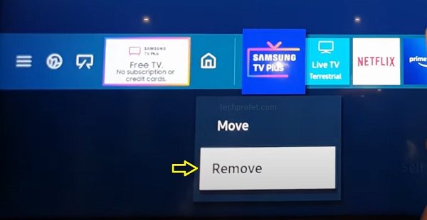 click on remove Samsung TV Plus