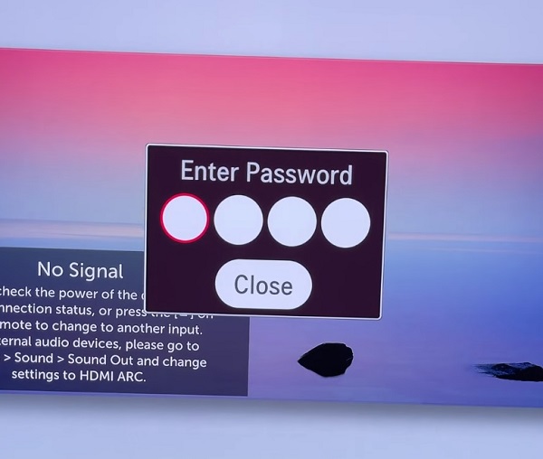 enter password on tv screen