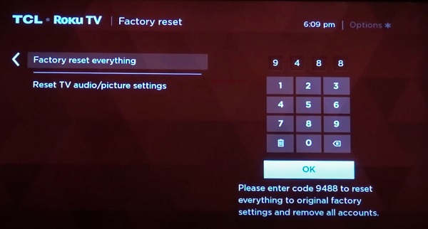 reset TCL Roku TV to factory settings