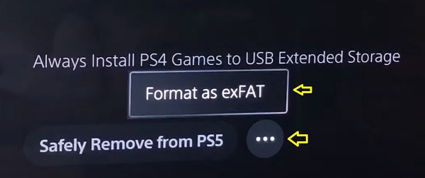 format PS5 external storage as exFAT
