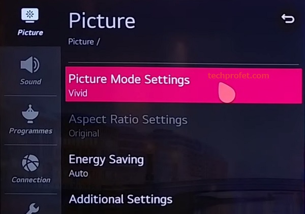 LG TV picture mode setting