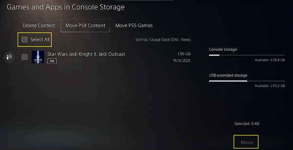 move PS4 contents to external storage on PS5