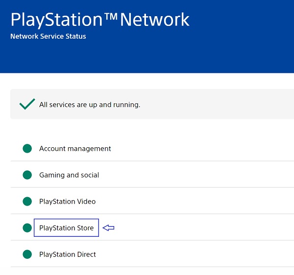 check PlayStation store network status