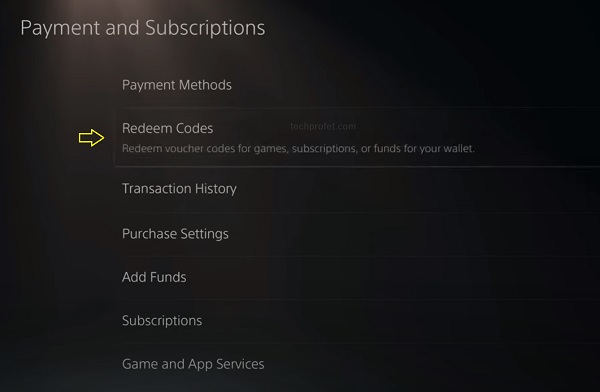 redeem PS gift card to wallet on console