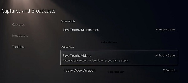 reduce trophy video duration on PS5 console