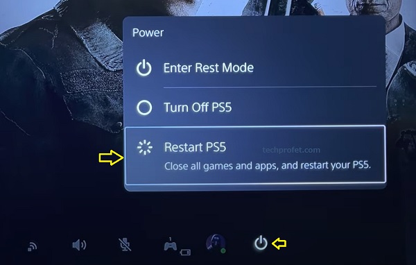 restart PS5 console