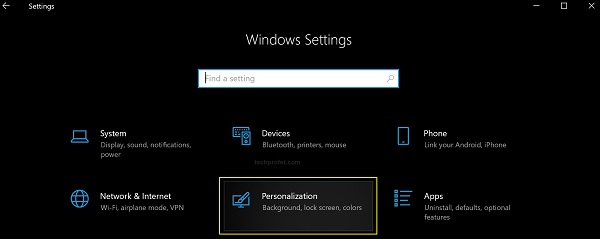 select personalization settings on Windows