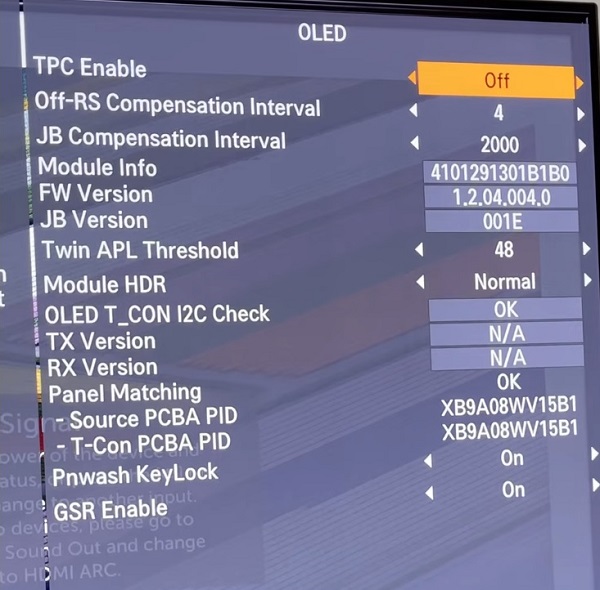 toggle Temporal Peak Luminance Control (TCP) off