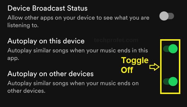turn off Autoplay on Spotify