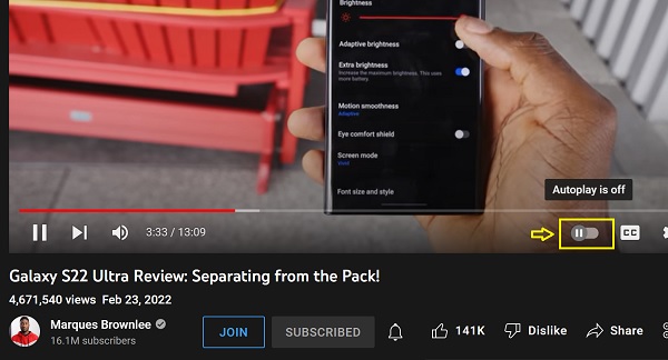 turn off autoplay on YouTube on browser