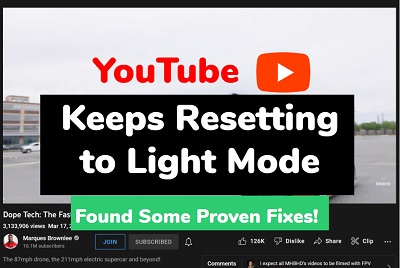 YouTube keeps resetting to light mode