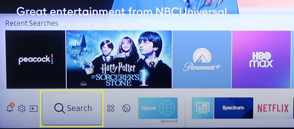 click on search icon on Samsung TV