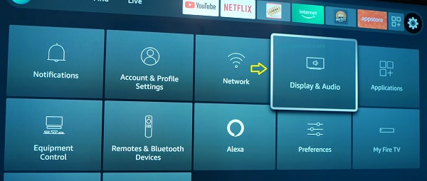 select display and audio settings