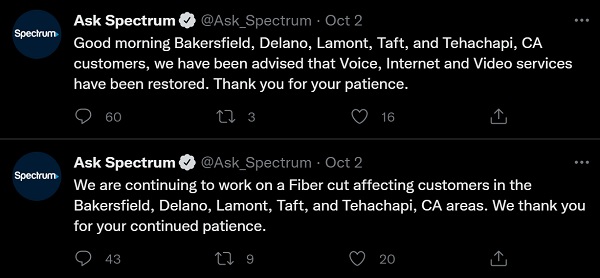 Spectrum server downtime report