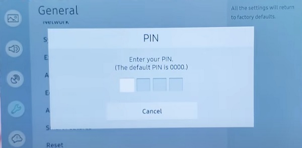 enter Samsung TV reset PIN