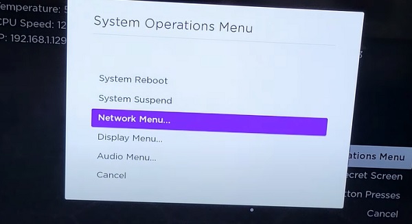 click on network menu option