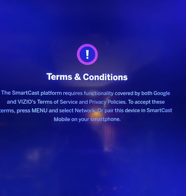 accept terms and conditions on SmartCast