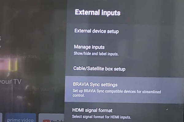 Select BRAVIA Sync settings on Sony TV