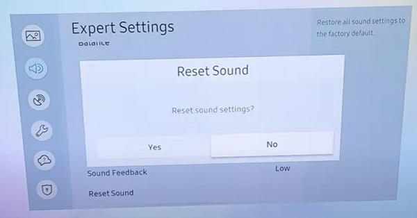 reset sound setting on Samsung smart TV