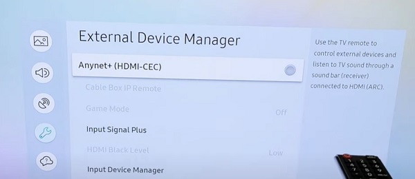 Turn off Anynet+ (HDMI-CEC) on Samsung smart TV