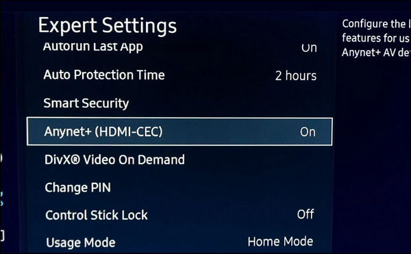 Samsung TV anynet hdmi cec