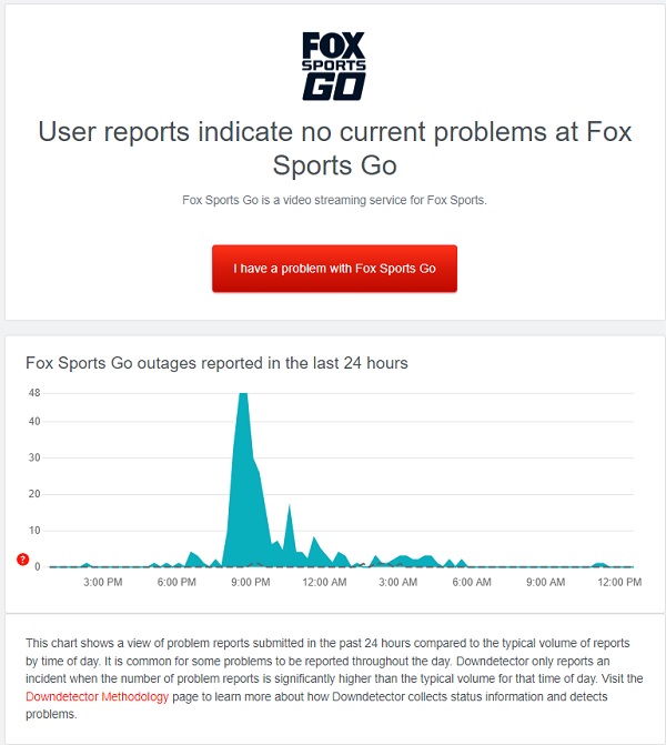 check if Fox Sports server is down