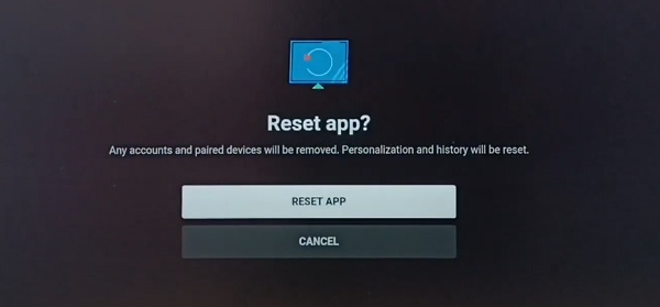 click the reset app again to confirm reset