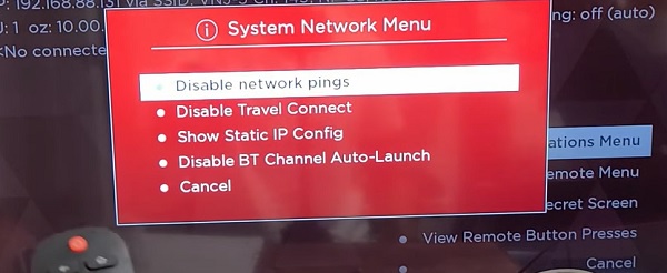 disable network ping on TCL Roku TV