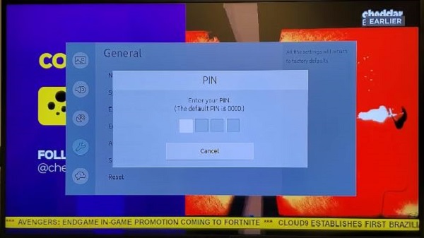 enter pin samsung tv