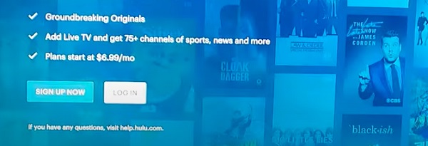 login to Hulu on Samsung TV