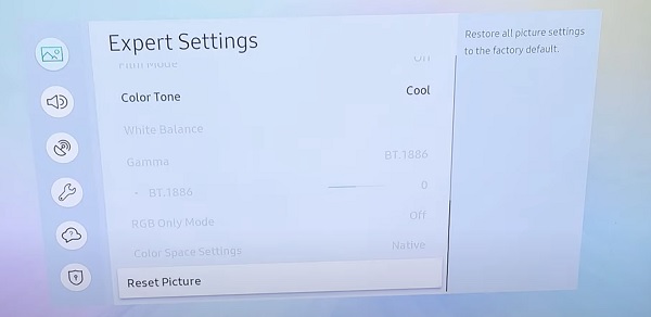 reset picture settings on Samsung smart TV