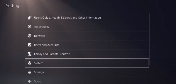system settings ps5