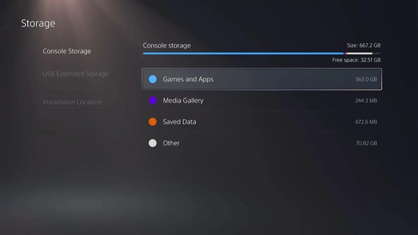 console storage games and apps