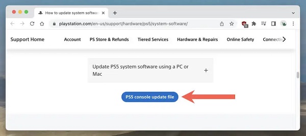 downloading ps5 update file