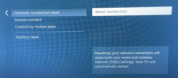 Roku network connection reset