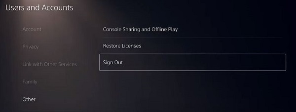 sign out psn account